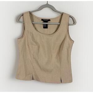 Perceptions New York Beige Sleeveless Zip Back Scoop Neck Blouse Size 8